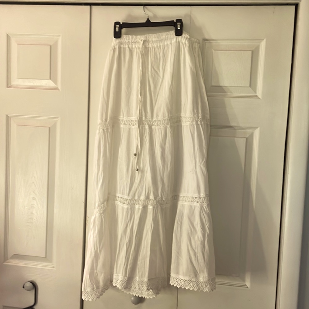 White long boho skirt